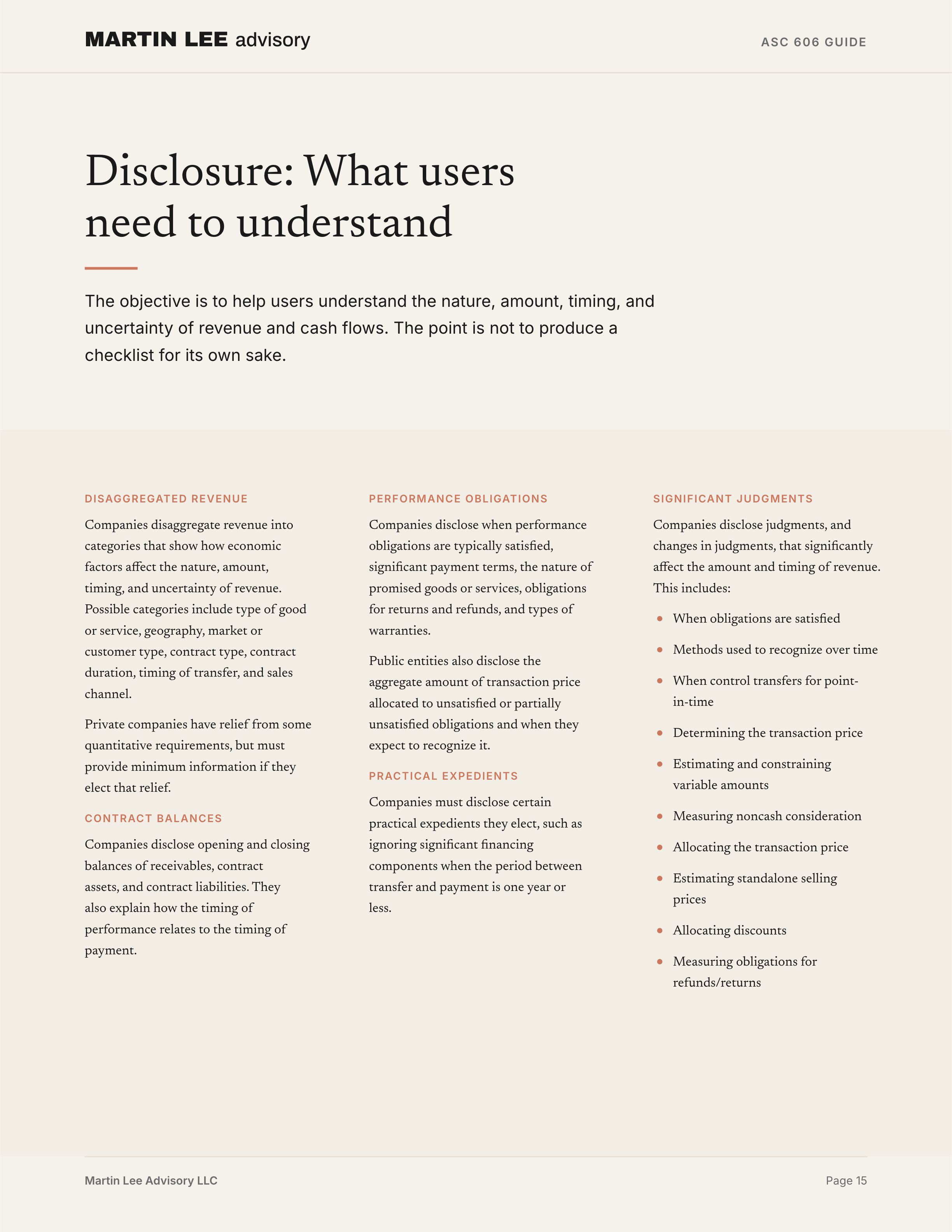 ASC 606 Guide - page 15 disclosures