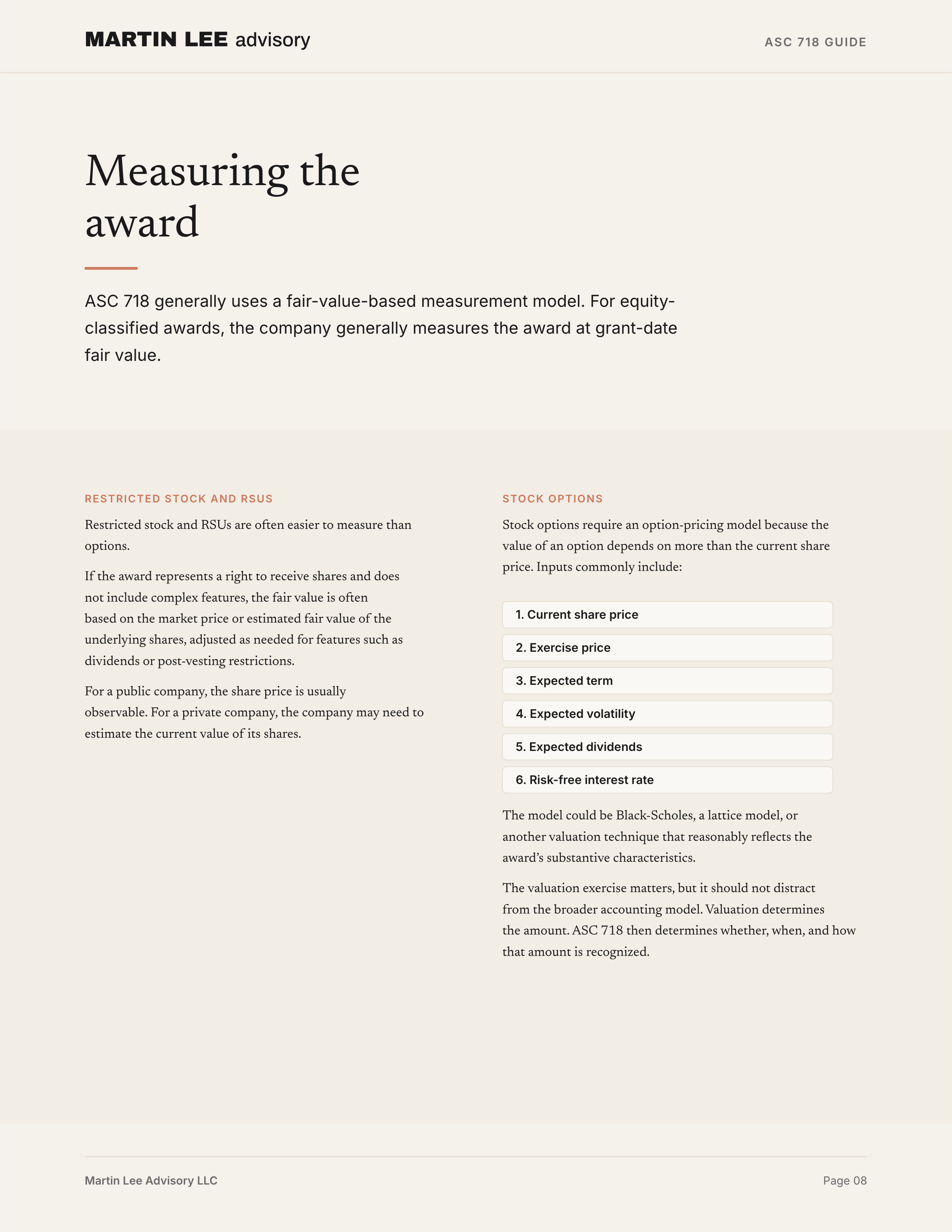 ASC 718 Guide - page 08 measurement