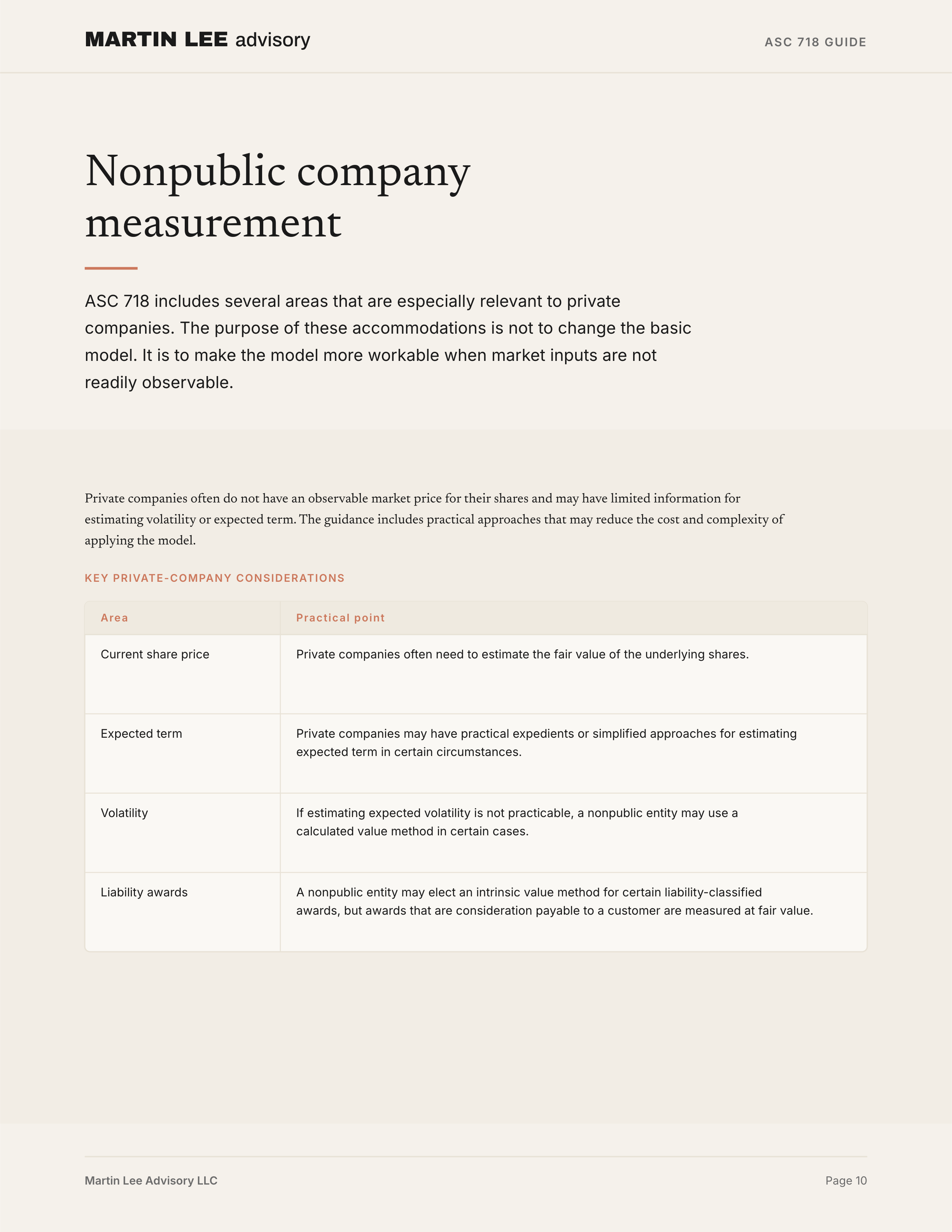 ASC 718 Guide - page 10 private companies