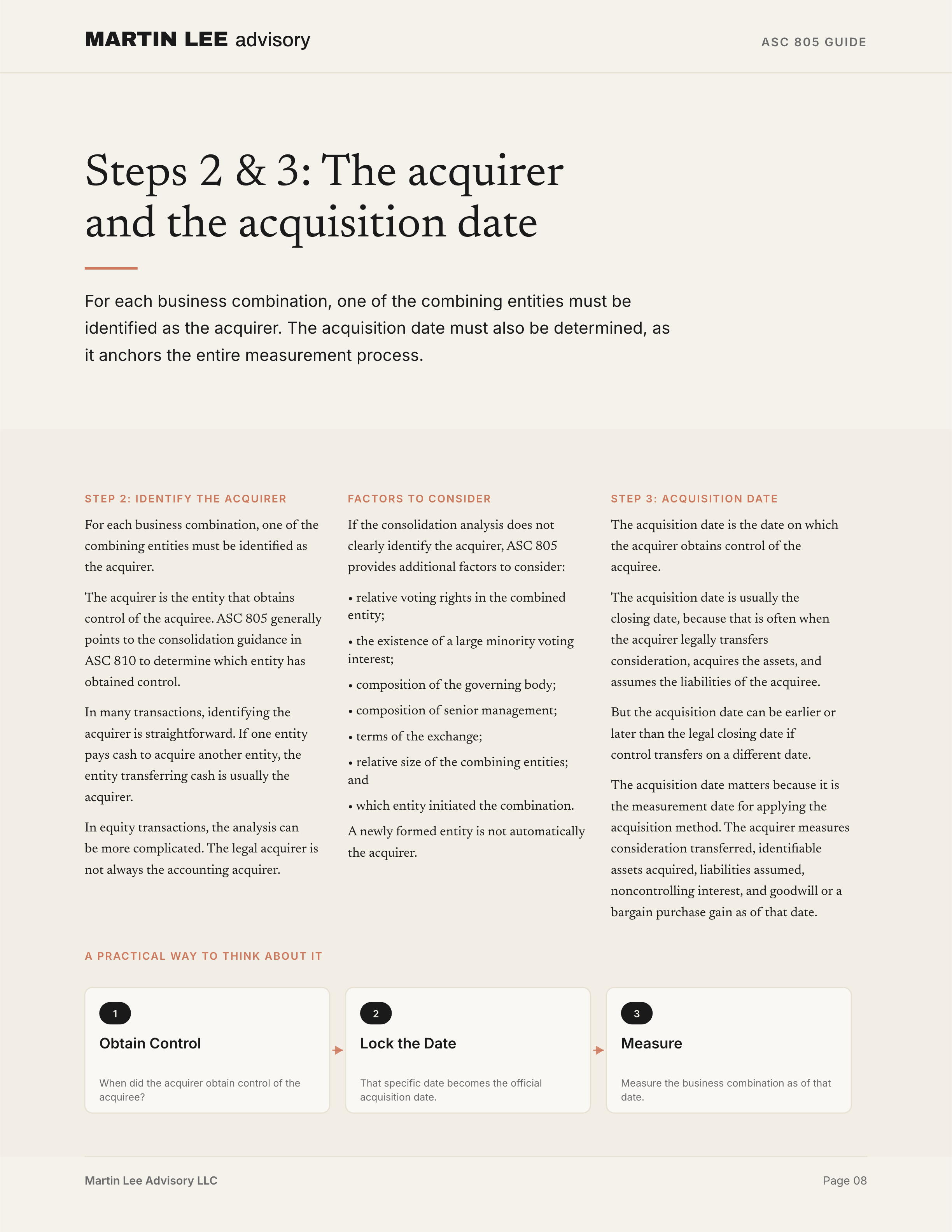 ASC 805 Guide - page 08 acquirer date