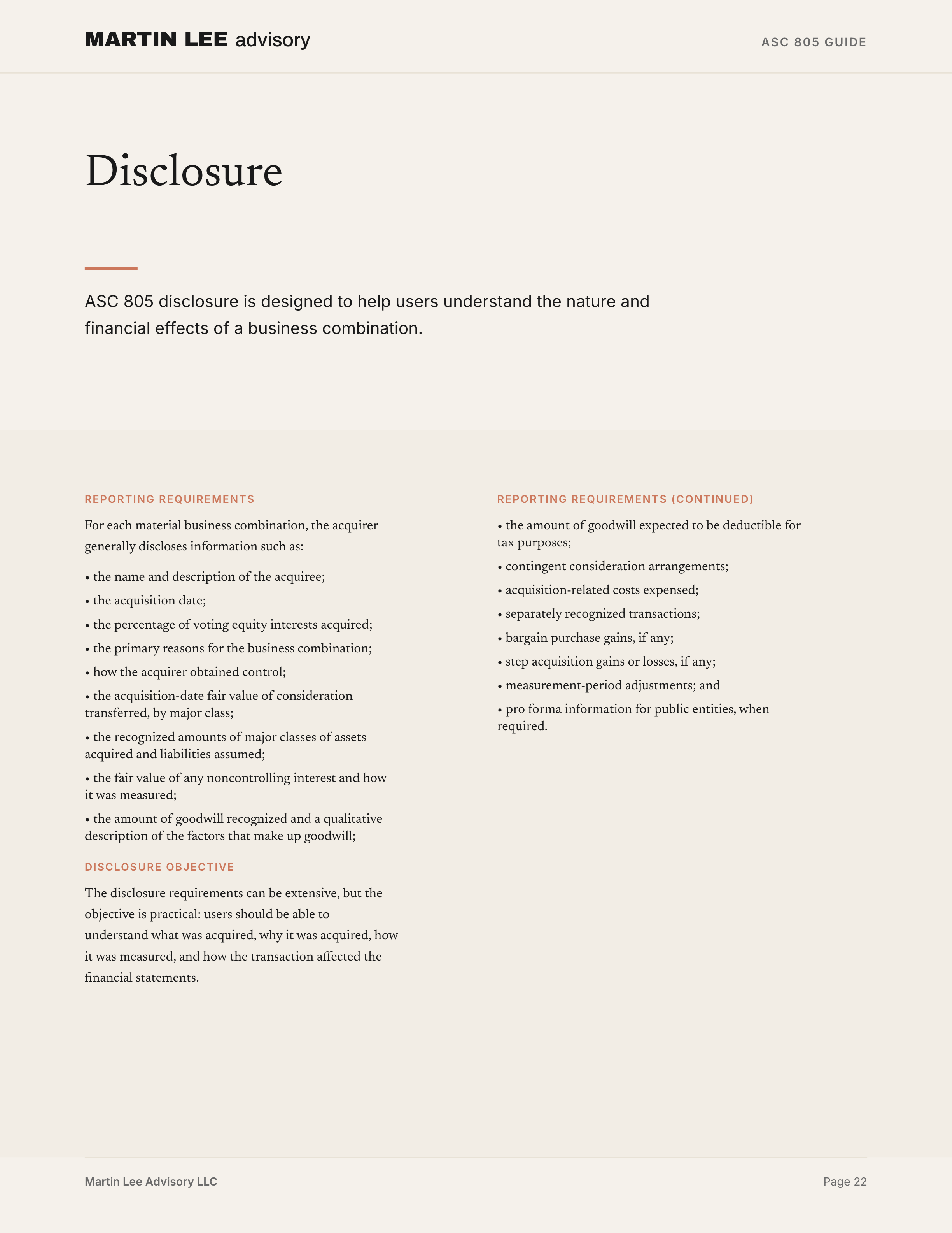 ASC 805 Guide - page 22 disclosure