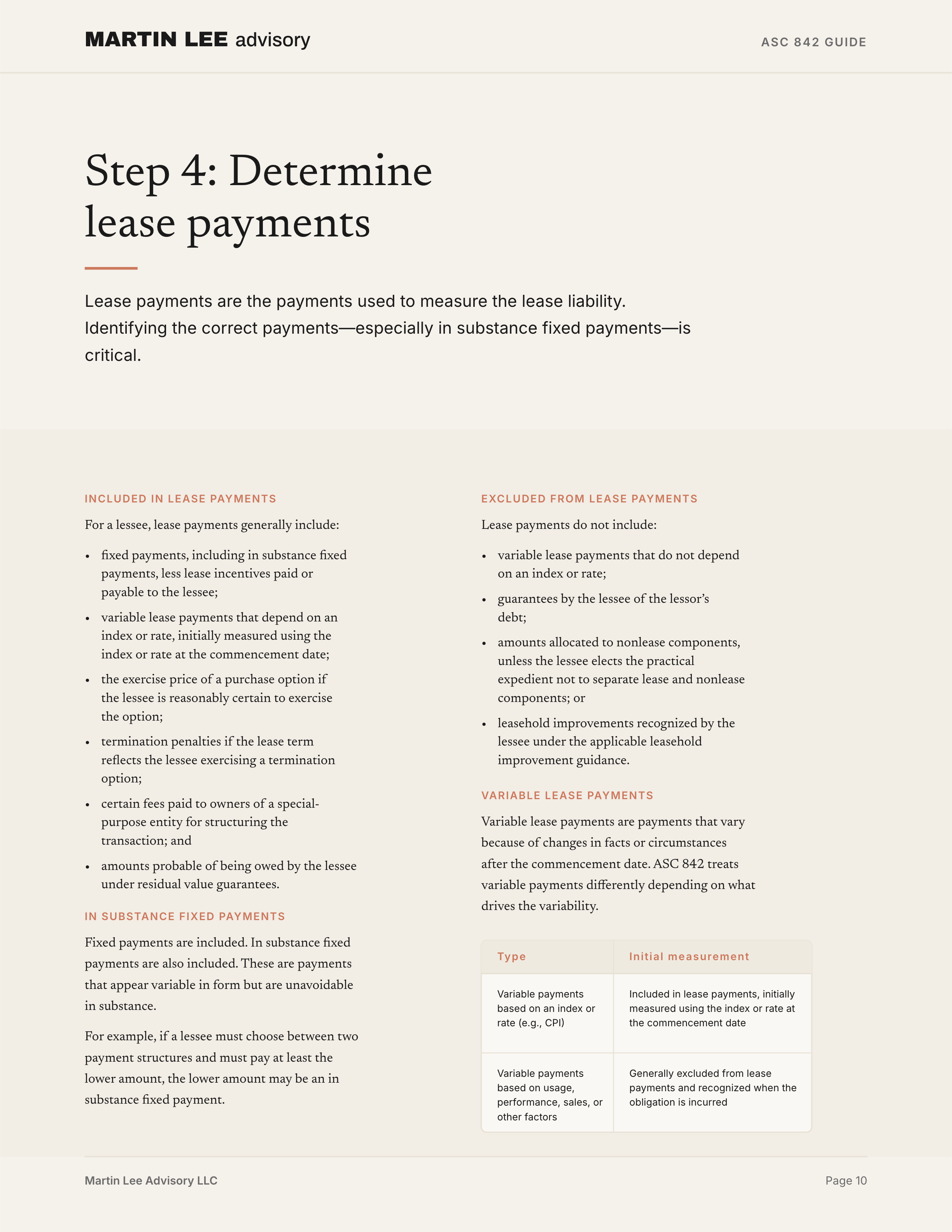 ASC 842 Guide - page 10 lease payments